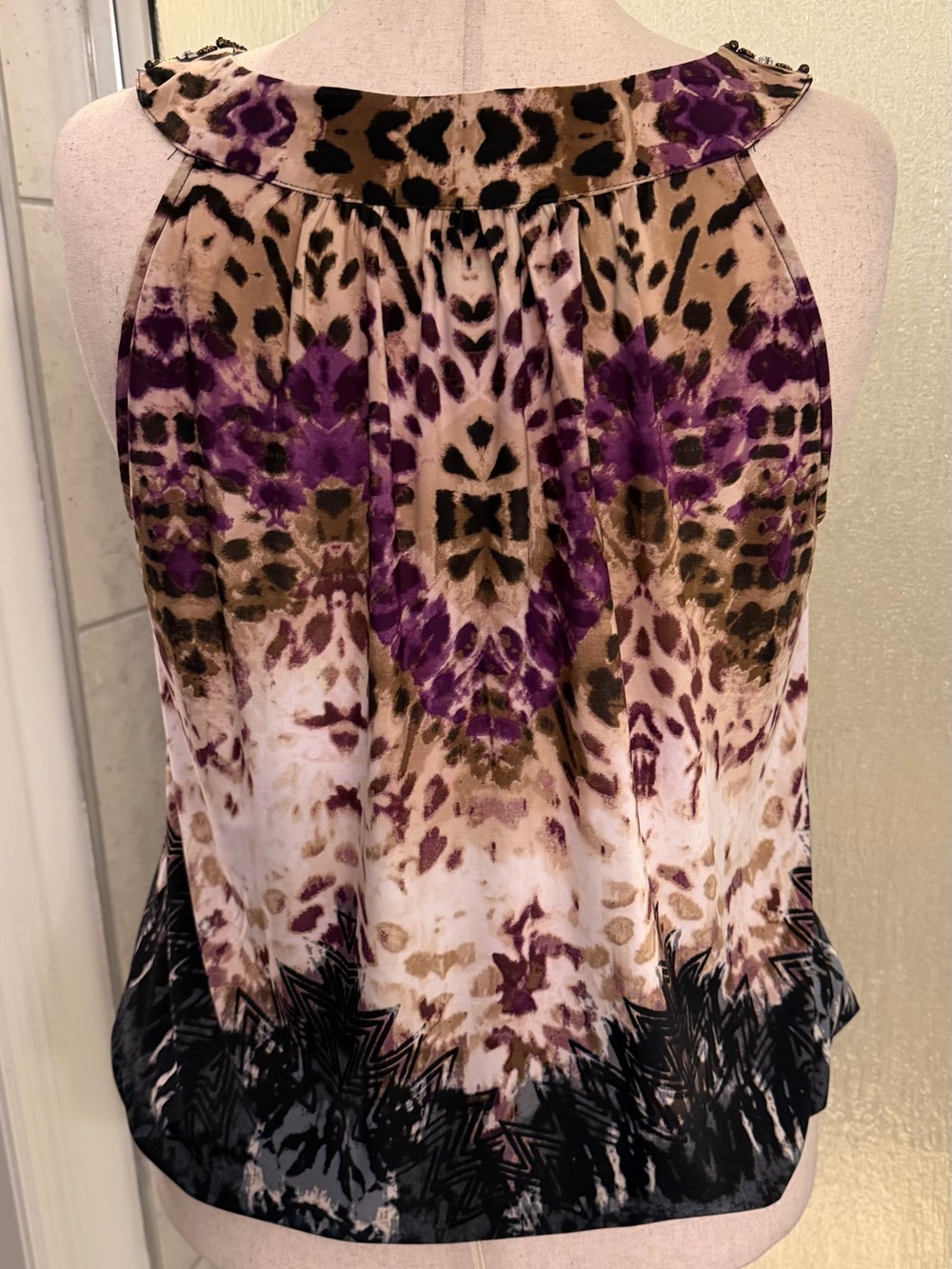 INC International Concept Purple Tan Black Animal-Print 1X Tank Top $35 EUC